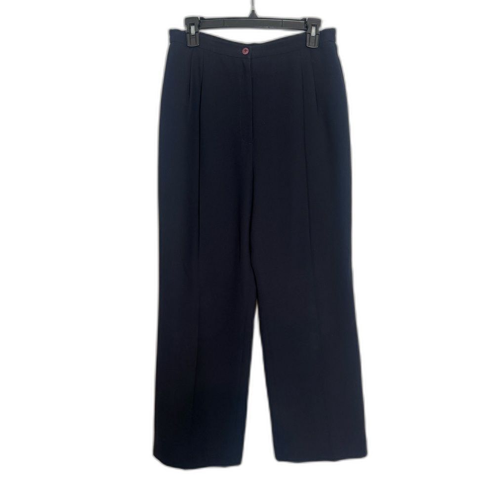 Le Suit Dress Pants Women's Size 10 Dark Blue Straight Leg Trousers - Picture 2 of 5